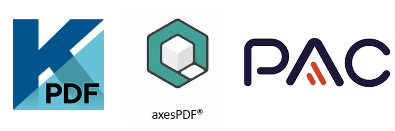 Logo KofaxPDF, Logo AxesPDF en logo Pac 3